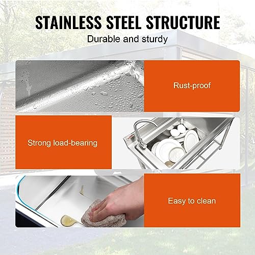 VEVOR Stainless Steel Utility Sink with Workbench Faucet and Legs, 39.4 x 19.1 x 37.4 in L559
