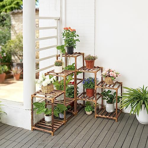 Uneedem Plant Stand Indoor Outdoor, 10-Tier Tall Plant Shelf for Multiple Plants A6522
