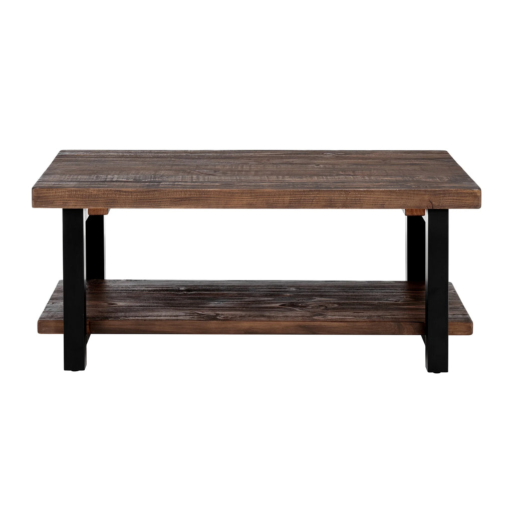 Pomona 42" Metal and Wood Coffee Table, Rustic Natural S535