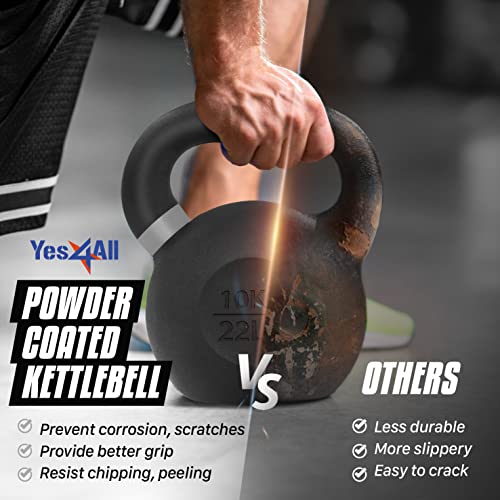 Yes4All Powder Coated Cast Iron Kettlebell Weight Set for Home Gym N15817