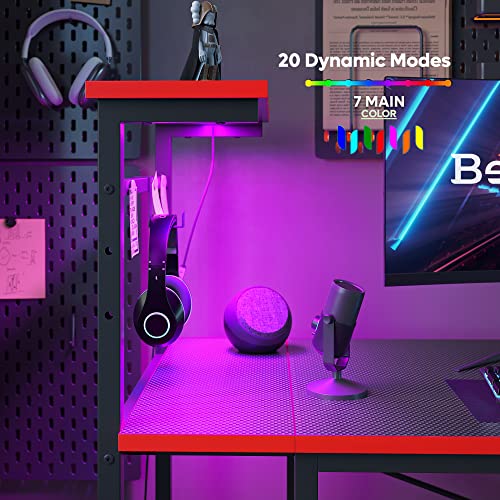 Bestier Gaming Desk with LED Lights, 51.3 Inch Computer Desk Q970