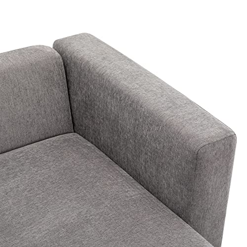 110.2" L-Shape Curved Sofa with Extra Chaise, Chenille Upholstery Sectional Couch C717