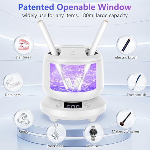 Ultrasonic Retainer Cleaner for Dentures & Aligner, 4 Modes, White U61236