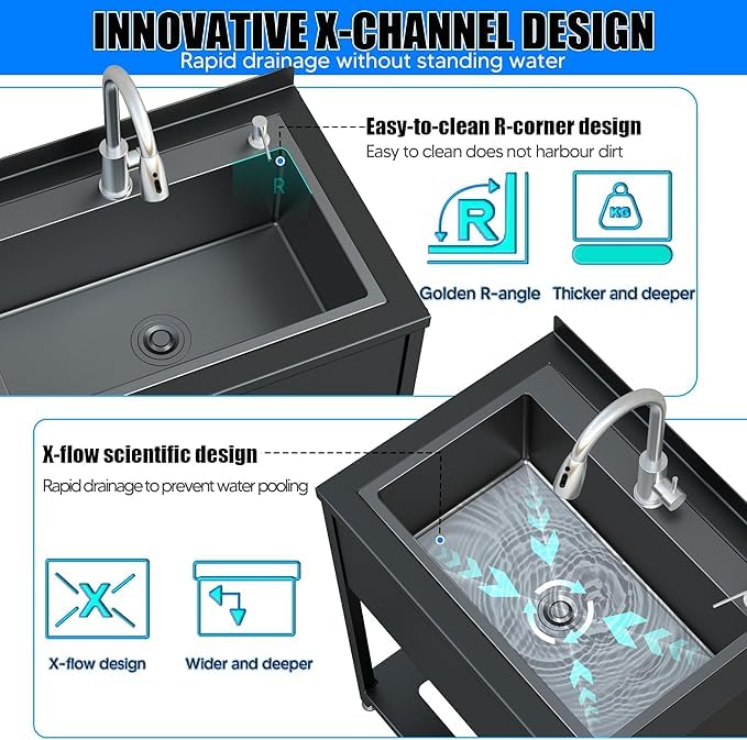 Stainless Steel Utility Sink with Faucet and Drain Kit I168