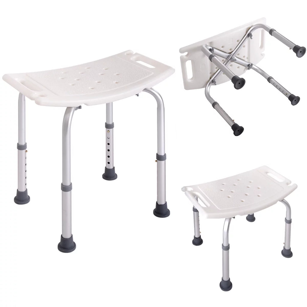 Jaxpety Adjustable Height Bath Shower Chair Medical Bench Bathtub Stool Seat White A185