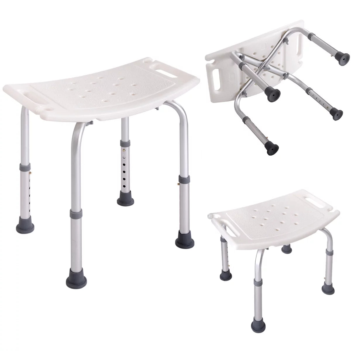 Jaxpety Adjustable Height Bath Shower Chair Medical Bench Bathtub Stool Seat White A185