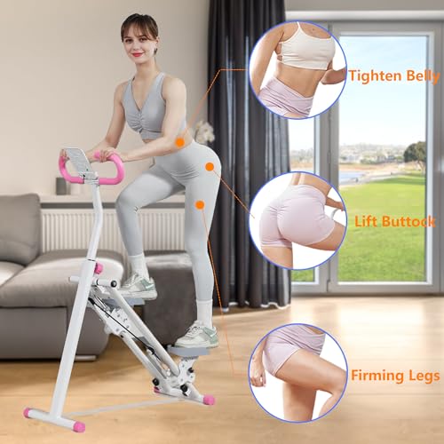Folding Stair Stepper for Home Gym, Adjustable Handlebar & Pedals, 300LBS Load C3013