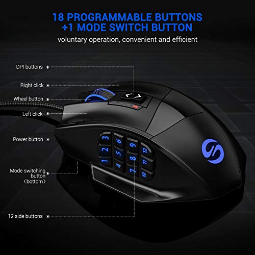 UtechSmart Venus Pro RGB Wireless MMO Gaming Mouse, 16000 DPI, 16 Programmable Buttons M66772