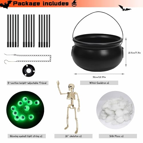 Halloween Witch Cauldron with Tripod Outdoor Yard Decor L667