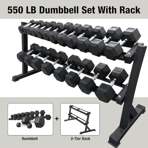 550 lbs Hex Dumbbell Weight Set for Home Gym Strength Training R4407