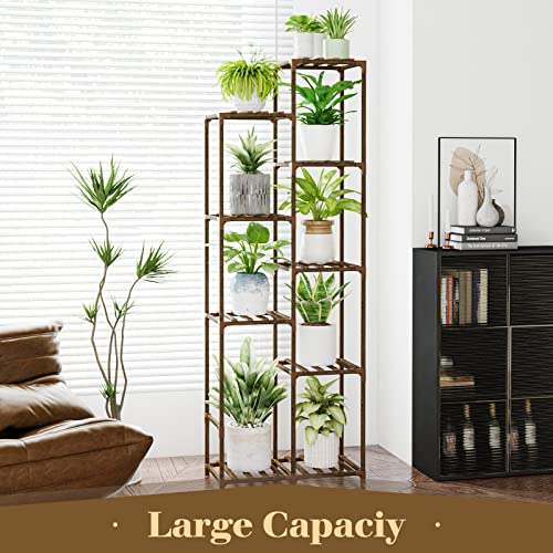 Bamworld Plant Stand Indoor Outdoor Wood Plant Rack 3 Tier Ladder D51744