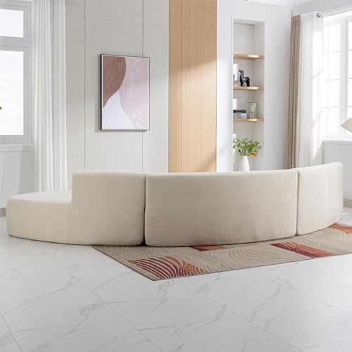 GNIXUU 136.6" Oversized Modular Sectional Sofa with Chaise & Pillows, Grey R53554