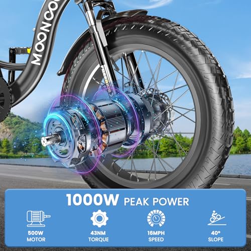 MOONCOOL Electric Tricycle for Adults 350W 36V Removable Battery 7 Speeds P222040