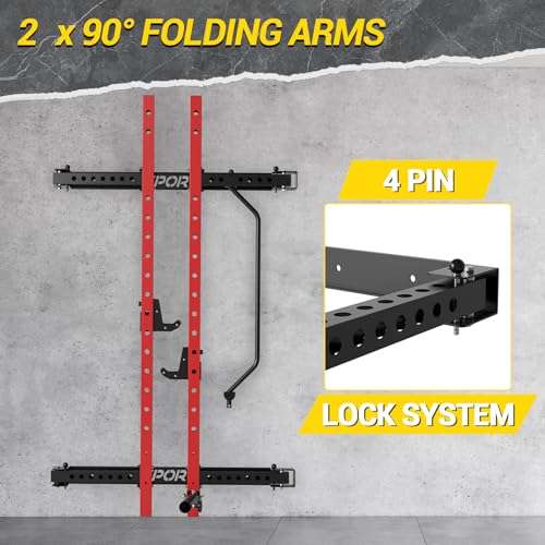 Folding Squat Rack for Home Gym with Pull Up Bar, 1000 LBS Capacity A1297