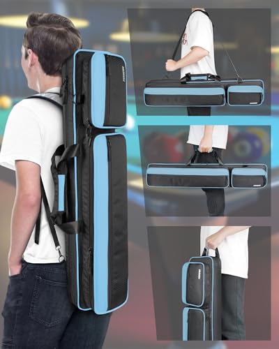Pool Cue Case 4x5 with Pockets, Soft Padded Billiard Cue Bag A2212