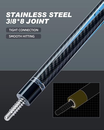 CRICAL Carbon Fiber Pool Cue Stick 58" with 12.5mm Tip J317692