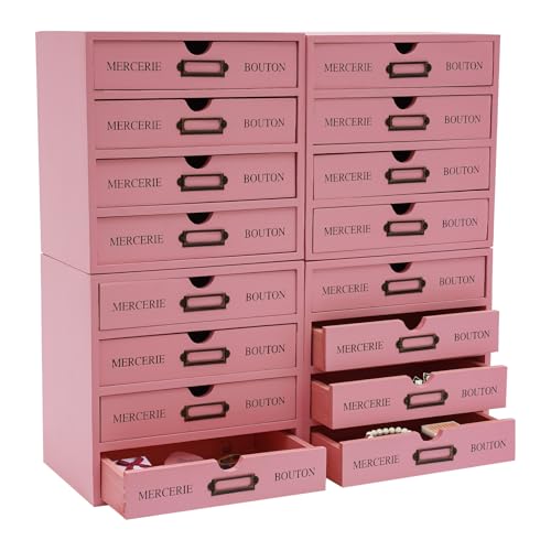 Vintage Drawer Wooden Drawers Organizer, 16-Drawer Desktop Organizer With Drawers, Iron Label Holders, Brown, For Store Cosmetics, Files, Books, Letters, Papers, Magazines