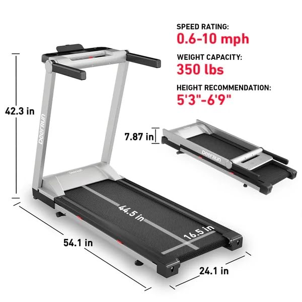 DeerRun Foldable Treadmill for Home with Incline and Handles K2464
