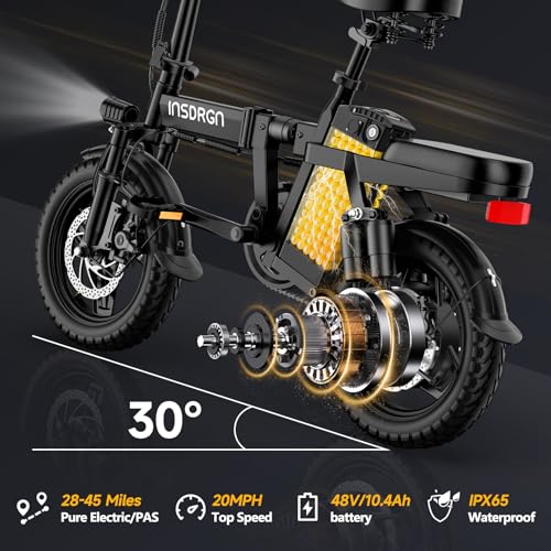 Folding Electric Bike for Adults, 20MPH, 45 Miles Range, Removable Battery Q46926