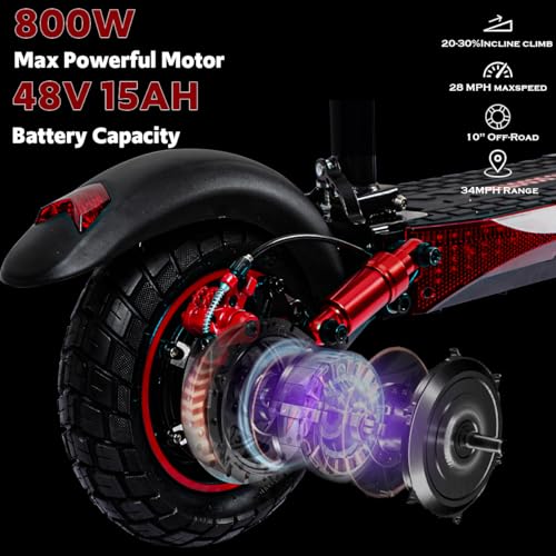 Off Road Electric Scooter Adults 800W 48V 11" All-Terrain Tires Dual Suspension B277
