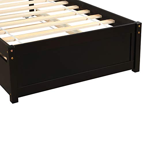 SOFTSEA Full Size Platform Bed with Storage Drawers and Bookcase Headboard, White V613109