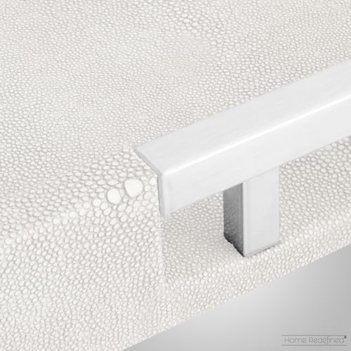 White Marble Faux Leather Decorative Tray with Handles D972626