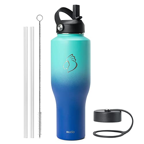 BUZIO 40oz Insulated Tumbler with Handle and Straw Lid, Black M702