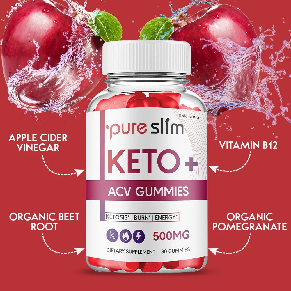 Pure Slim Keto ACV Gummies Apple Cider Vinegar Dietary Supplement (2 Pack) M6370