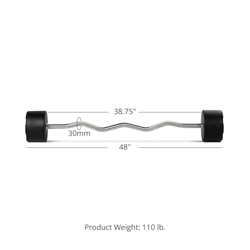 Titan Fitness Rubber Curl Fixed Barbells, Pre-Loaded Weight Bar Y406