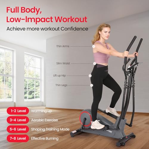 Elliptical Exercise Machine for Home with 8-Level Resistance and LCD Monitor C7688