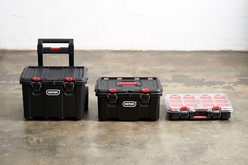 Keter Stack-n-Roll Modular Tools Organizer, 3 Piece Resin Rolling Tool Box, Black S451