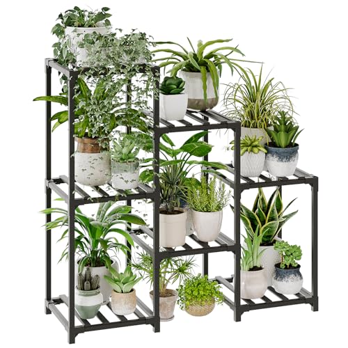 Bamworld Plant Stand Indoor Outdoor Wood Plant Rack 3 Tier Ladder D51744