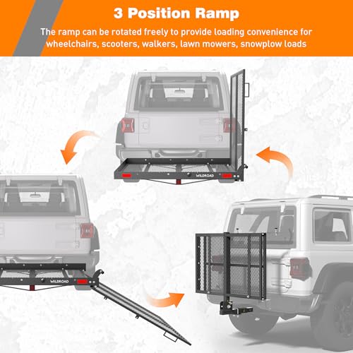 WILDROAD Hitch Cargo Carrier with Ramp 500 LBS Folding for 2" Receiver N3793