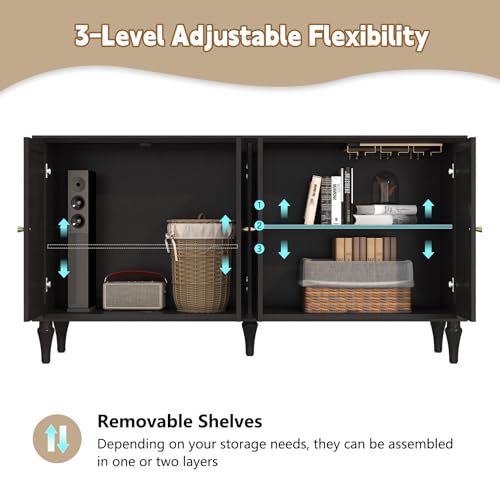 ARTPOWER Sideboard Buffet Cabinet with Storage, 58'' Mid-Century Modern, Brown M393886