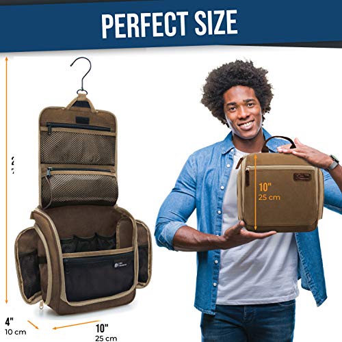 D&D Hanging Travel Toiletry Bag for Men and Women – Large Organizer with 10 Compartments, YKK Zippers, Water-Resistant Nylon A817507