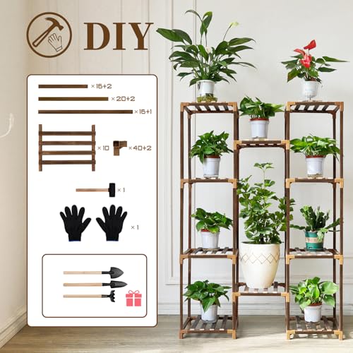 Uneedem Plant Stand Indoor Outdoor, 10-Tier Tall Plant Shelf for Multiple Plants A6522