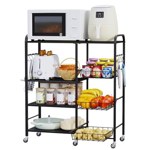 HapiRm Rolling Kitchen Microwave Cart with Pull-Out Baskets X64290