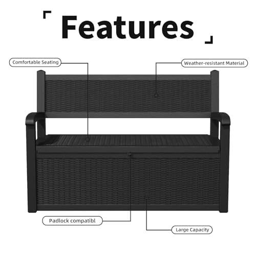 80 Gallon Waterproof Lockable Storage Bench Deck Box for Patio Garden I9402