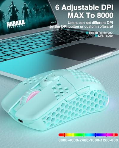 SM600 White Wireless Gaming Mouse, 8000 DPI Tri-Modes RGB E7535