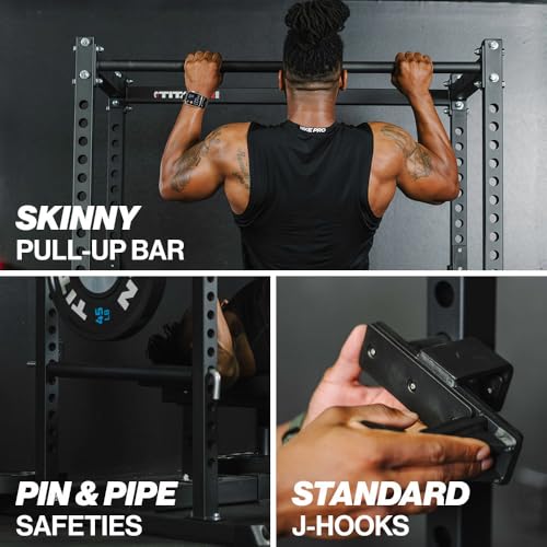 Titan Fitness T-2 Series Short Power Rack with Pull Up Bar and Safeties for Home Gym L283014