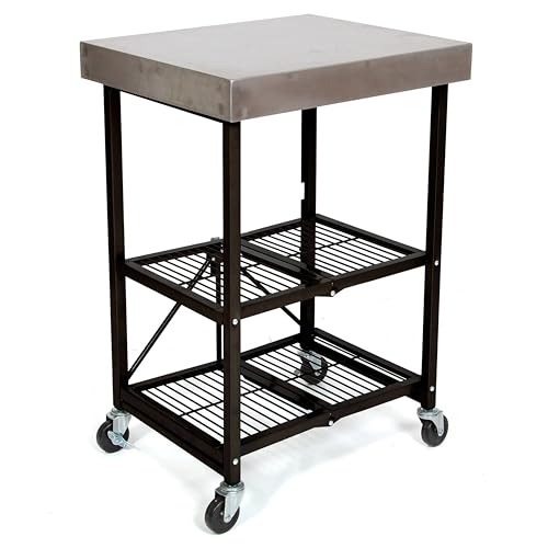 Origami Folding Kitchen Cart on Wheels, 3-Tier Rolling Cart Z2164