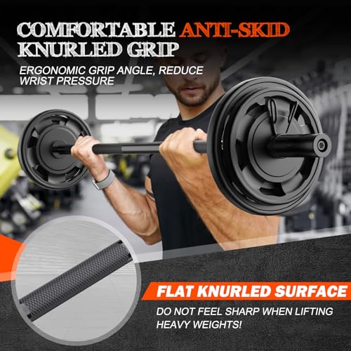 57" Olympic Barbell Bar with 2 Spring Collars for Weight Lifting X157780