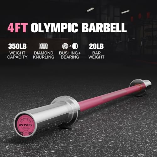 RITFIT Olympic Barbell 4ft/6ft 2 Inch Weight Bar for Strength Training, 500lbs Capacity F369