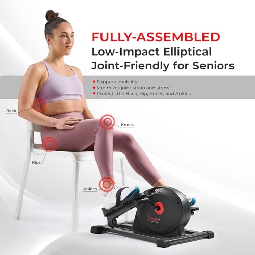 Sunny Health & Fitness Smart Mini Elliptical Trainer, Under-Desk Pedal Exerciser D70811