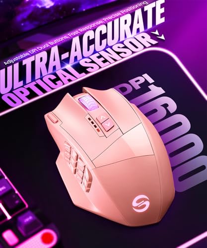 UtechSmart Venus Pro RGB Wireless MMO Gaming Mouse, 16000 DPI, 16 Programmable Buttons M66772