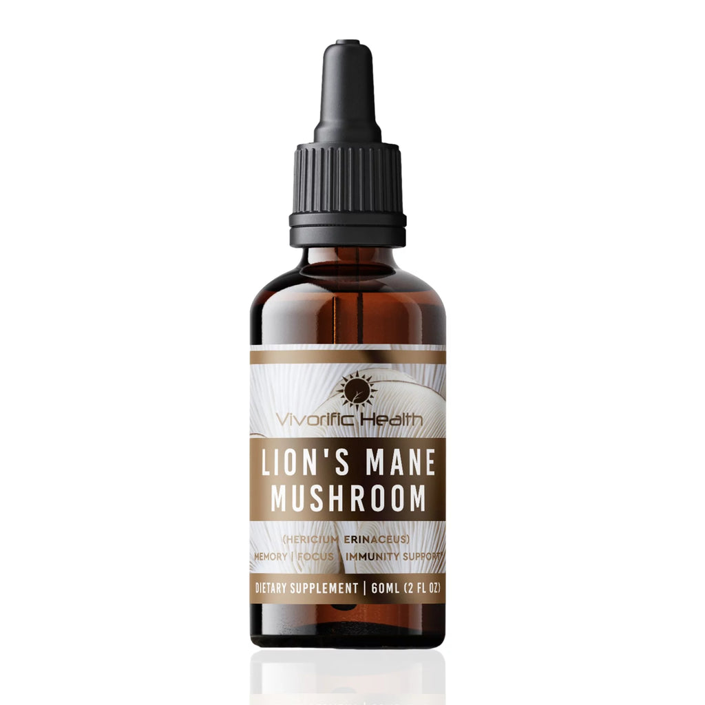 Vivorific Health Lion's Mane Mushroom Supplement Tincture | Alcohol Free Brain and Memory Drops | Mental Clarity, Focus and Memory Support 2 fl. Oz (95 Servings)