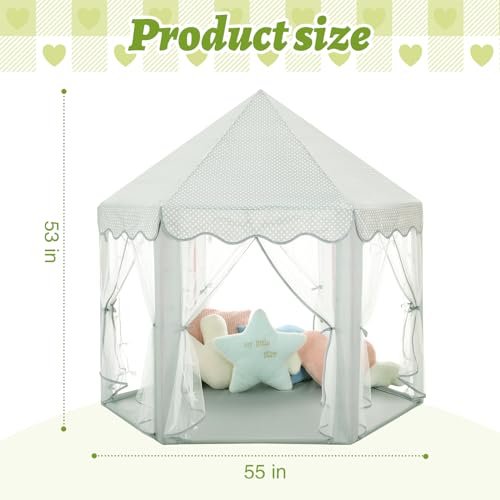Monobeach Princess Tent Girls Large Playhouse with Star Lights L847553
