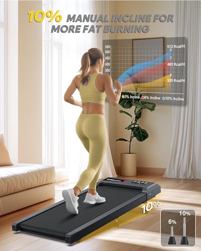 Walking Pad Treadmill with Incline, 300lb Capacity, Under Desk for Home Office J515