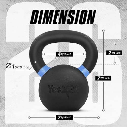 Yes4All Powder Coated Cast Iron Kettlebell Weight Set for Home Gym N15817