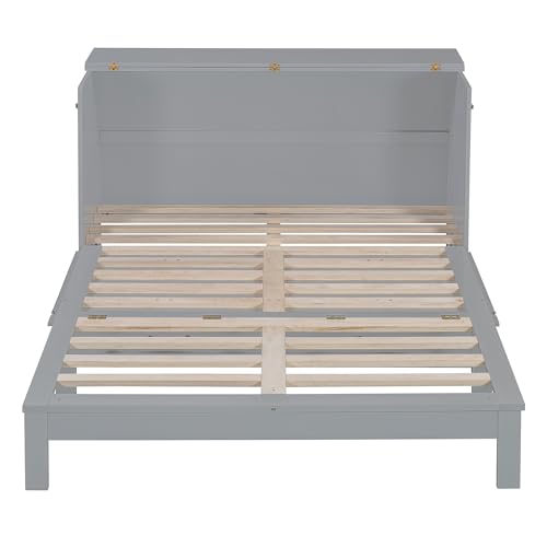 Harper & Bright Designs Queen Murphy Bed Cabinet with USB Charging Station, White D9669